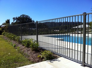 Pool Fence Black Aluminum 2 Rail
