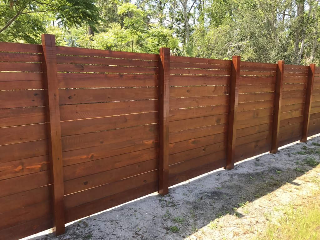 Horizontal Wood Fencing fence staining and painting